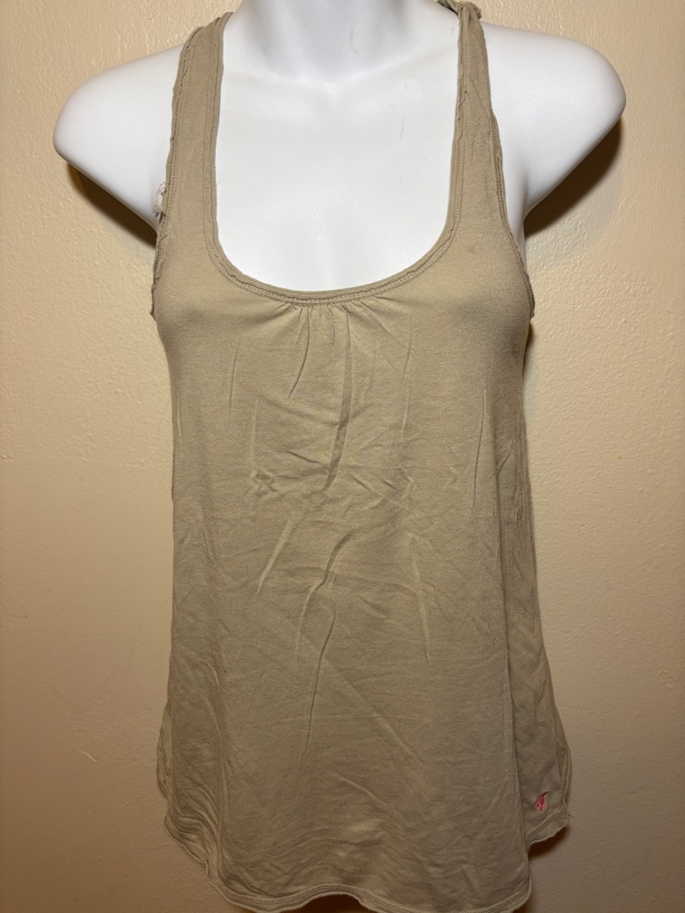 Women’s Beige Tank Top - Casual Scoop Neck